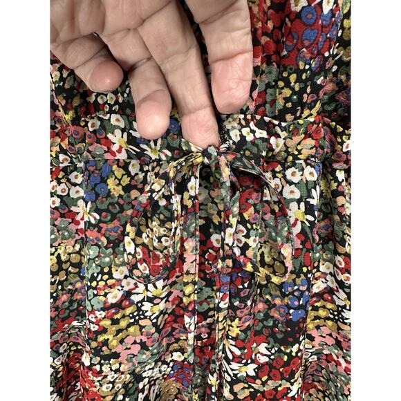 Entro Dress Sz M Floral Perfect for Fall Long Sleeves Tie Waist Button Up - Picture 4 of 16